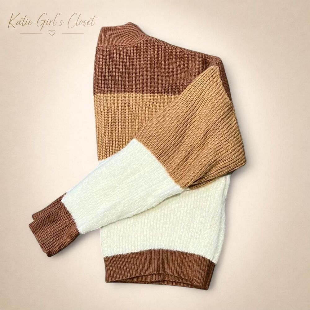 No-brand Women's Brown and Cream Jumper